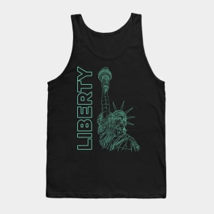 Liberty and the Statue of Liberty in a green line drawing design #2 Tank Top